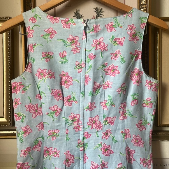 Lilly Pulitzer Floral Dress Vintage Blue Pink Floral 2 - Picture 3 of 8